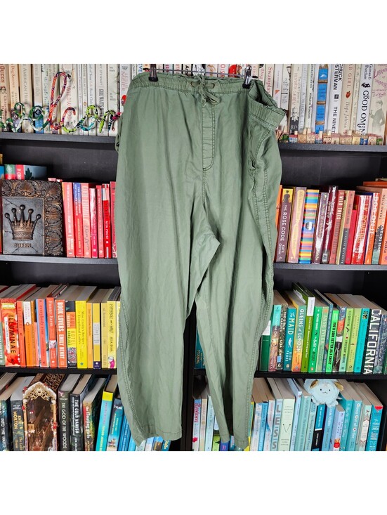 Sonoma Pants - Sonoma Cotton Blend Pull On Pants 2X Olive Green Wide Leg Drawstring